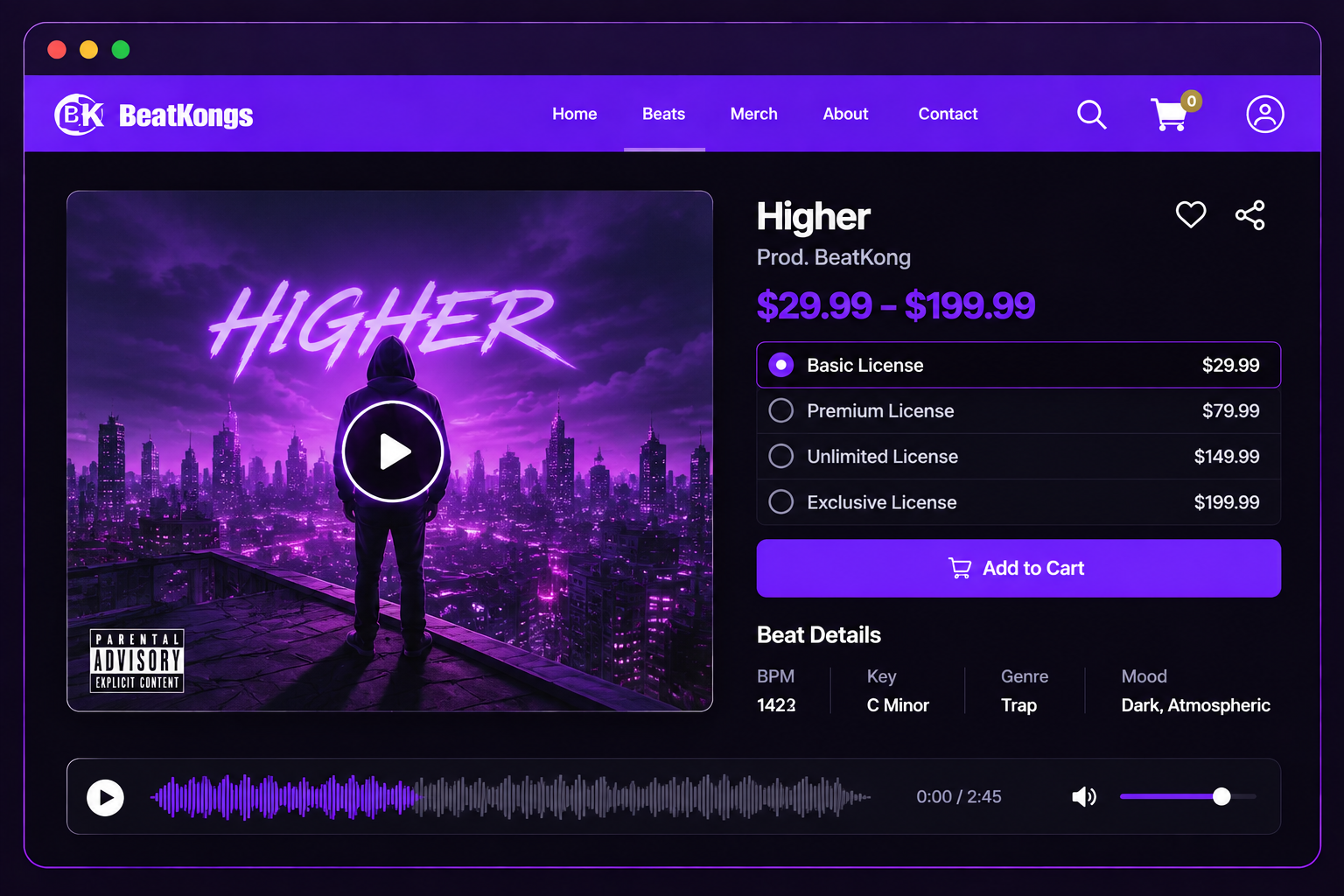 BeatKongs beat product page example