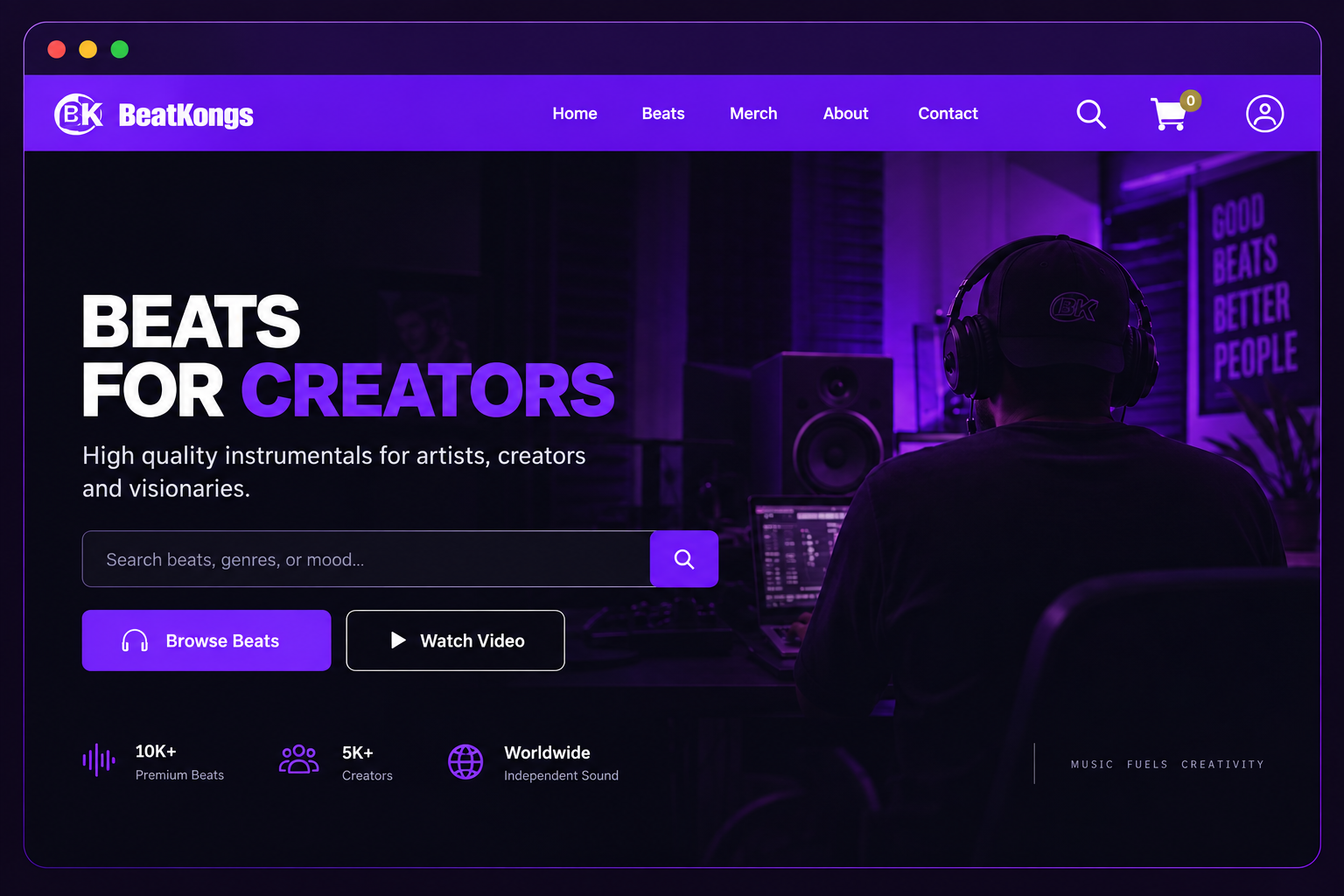 BeatKongs home page example